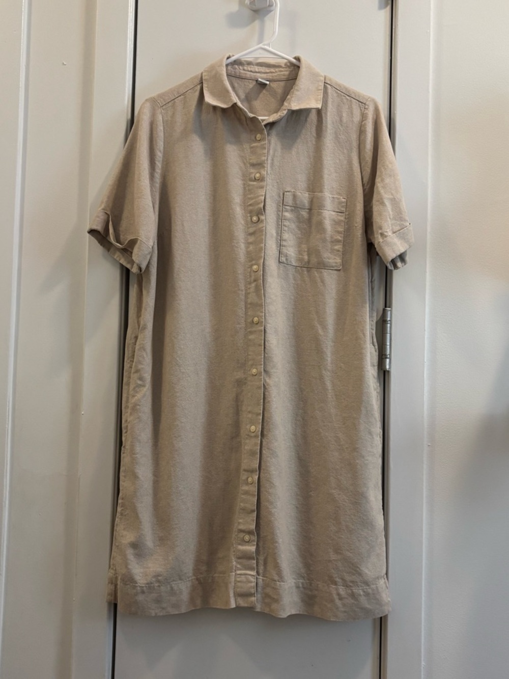 Linen Blend Short Sleeve Shirtdress